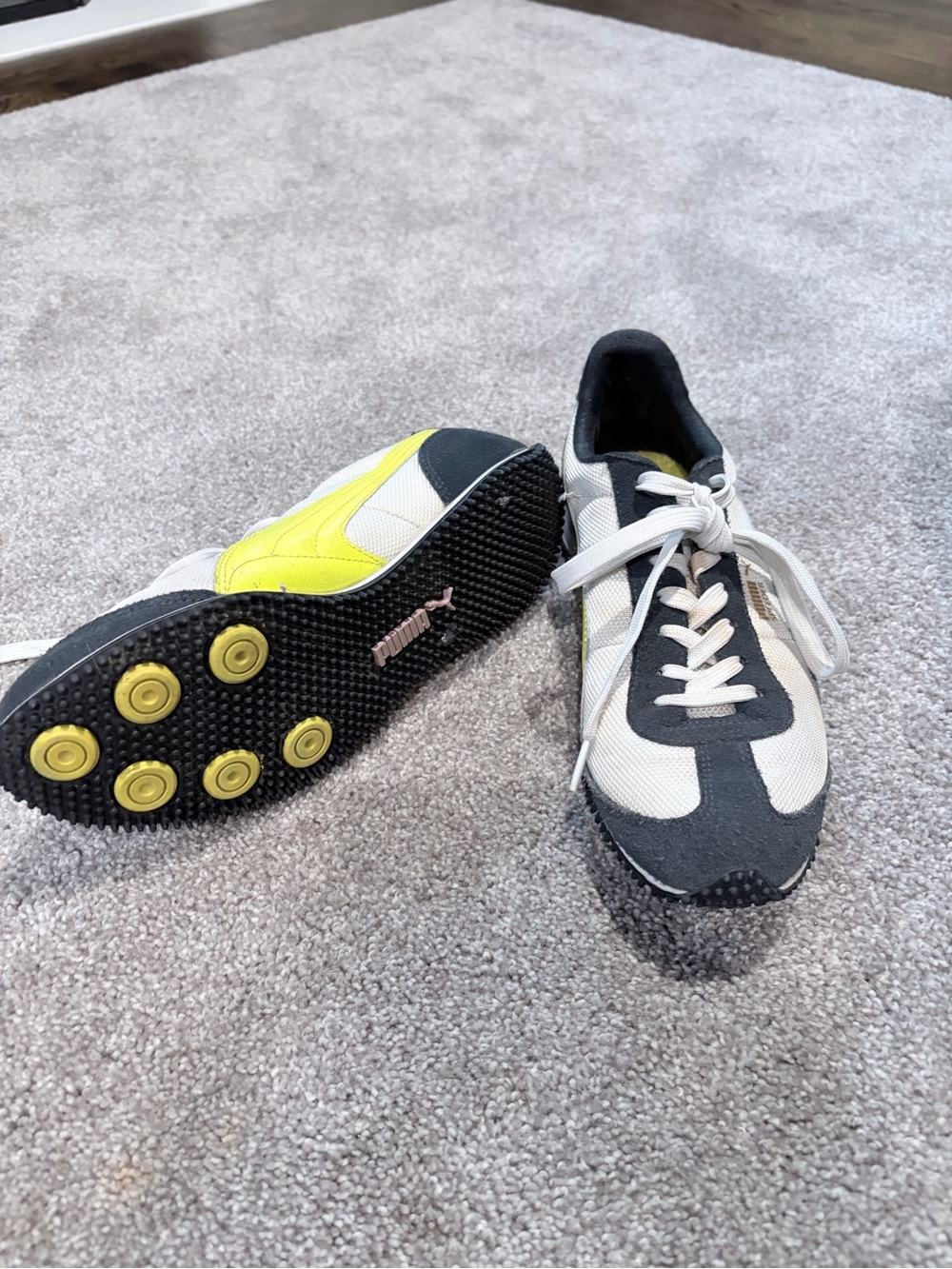 Puma Women's White and Neon Yellow Low-Top Sneakers - Picture 3 of 6